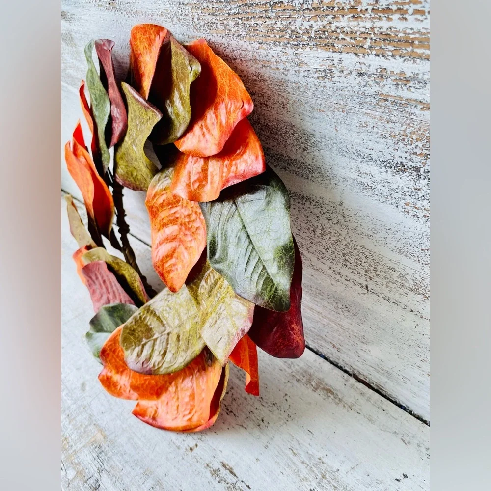 *Fall Magnolia Leaves Wreath, 14”